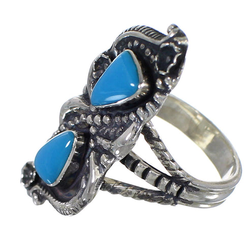 Authentic Sterling Silver Turquoise Ring Size 8 FX93366